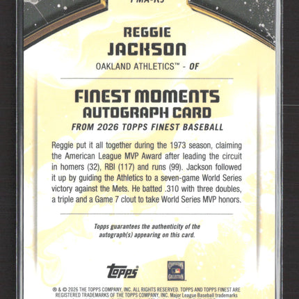 2026 Topps Finest Finest Moments Reggie Jackson #FMA-RJ Black Geometric /10 Auto