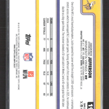 2025 Topps Chrome Justin Jefferson #195 Orange Sapphire 20/25