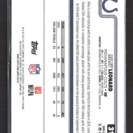2025 Topps Chrome Riley Leonard #318 Blue Digital Camo RC