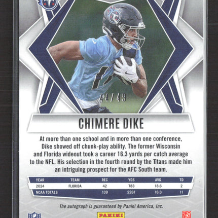 2025 Panini Phoenix Chimere Dike #240 Purple 44/49 RC Auto