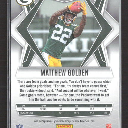 2025 Panini Phoenix Matthew Golden #174 Silver Prizm RC Auto