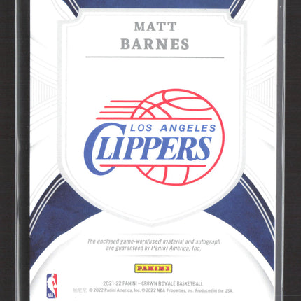 2022 Panini Crown Royale Silhouettes Matt Barnes #SL-MBN Patch Auto Platinum 1/1
