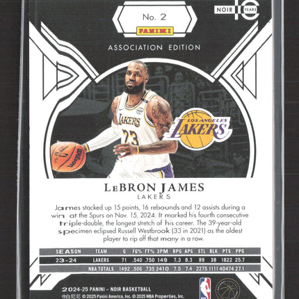 2025 Panini Noir Association Edition LeBron James #2 Pink 15/25
