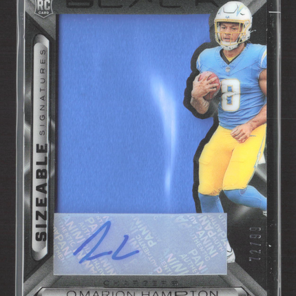2025 Panini Black Sizeable Signatures Omarion Hampton #SSR-OHN RC Patch Auto /99