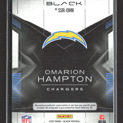 2025 Panini Black Sizeable Signatures Omarion Hampton #SSR-OHN RC Patch Auto /99