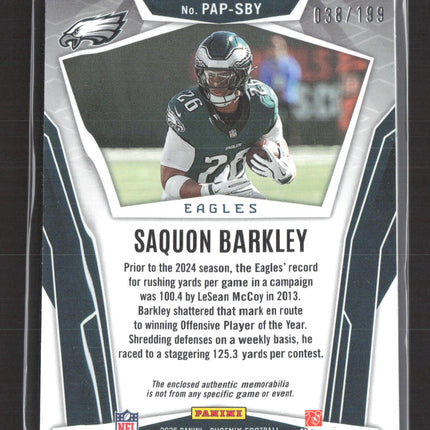 2025 Panini Phoenix Football Saquon Barkley #PAP-SBY Pandora Patch 038/199