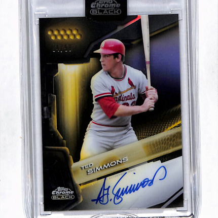 2026 Topps Chrome Black Ted Simmons #CBA-TS Auto Gold Refractor /50