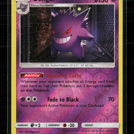 Pokemon 2017 Crimson Invasion Gengar #38/111 Reverse Foil