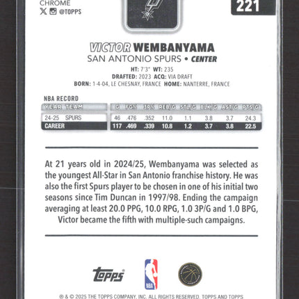 2025 Topps Chrome Victor Wembanyama #221
