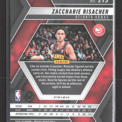 2025 Panini Mosaic Zaccharie Risacher #213 Blue Reactive Prizm RC