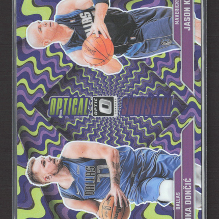 2025 Donruss Optic Optical Illusions Jason Kidd Luka Doncic #1 Purple Prizm