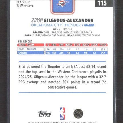 2025 Topps Flagship Shai Gilgeous-Alexander #115 Tip Off