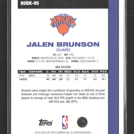 2025 Topps Jalen Brunson #80BK-95