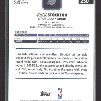 2025 Topps Chrome John Stockton #250 X-Fractor