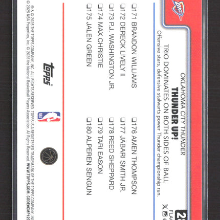 2025 Topps Chet Holmgren Shai Gilgeous-Alexander Jalen Williams #288 Holofoil