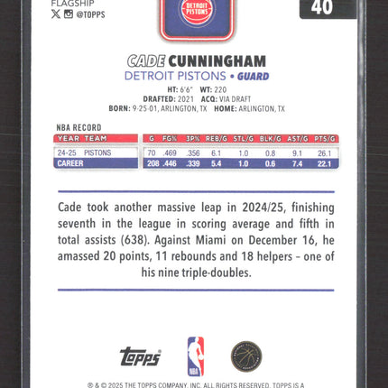 2025 Topps Flagship Cade Cunningham #40 Rainbow Foil