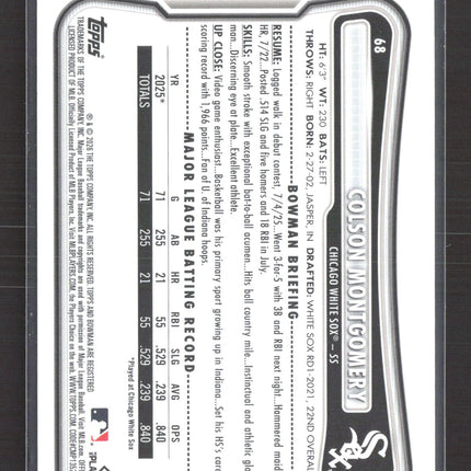 2024 Bowman Colson Montgomery #68 Purple Paper RC 161/250