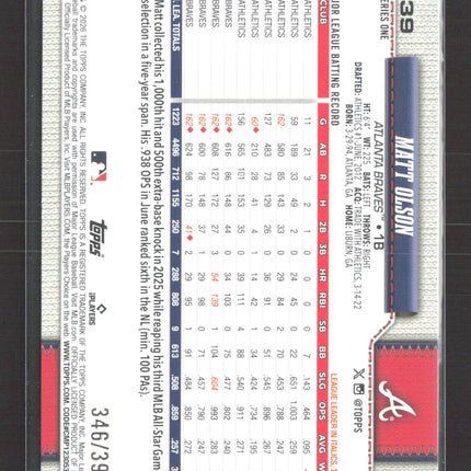 2026 Topps Series One Matt Olson #39 Yellow /399