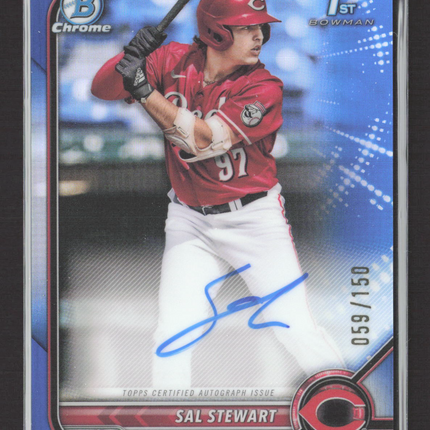 2022 Bowman Chrome Sal Stewart #CDA-SS Blue Refractor 059/150 1st Bowman Auto