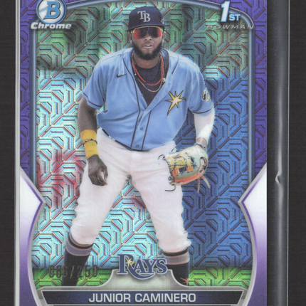 2023 Bowman Chrome Junior Caminero #BCP-61 Purple Mojo Refractor /250 1st Bowman
