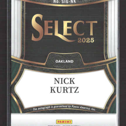 2025 Panini Select Prizm Signatures Nick Kurtz #SIG-NK Blue RC Auto