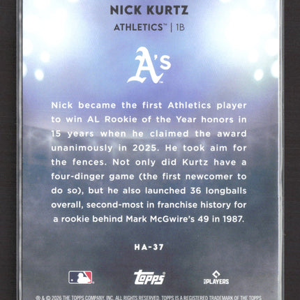 2026 Topps Home Field Advantage Nick Kurtz #HA-37