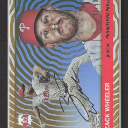 202% Topps Chrome Platinum Zack Wheeler #120 Gold Wave Refractor Wave 13/50
