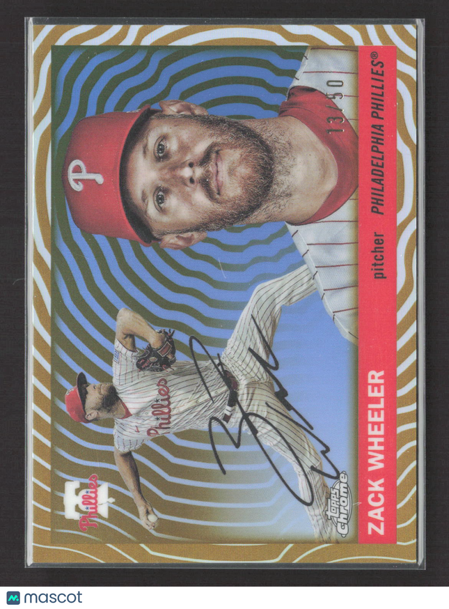 202% Topps Chrome Platinum Zack Wheeler #120 Gold Wave Refractor Wave 13/50