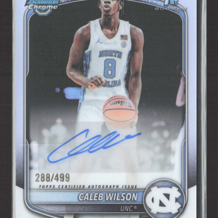 2025 Bowman Chrome University Caleb Wilson #CPA-CL Refractor 1st Auto /499