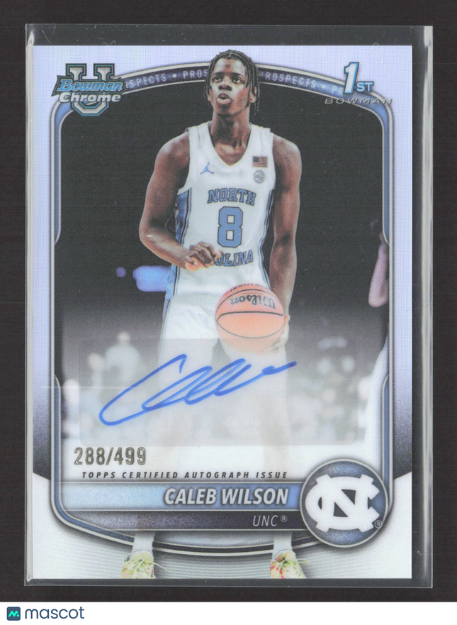 2025 Bowman Chrome University Caleb Wilson #CPA-CL Refractor 1st Auto /499