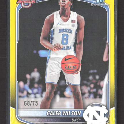 2025 Bowman University Chrome Basketball Caleb Wilson #BPP-83 Yellow 1st 68/75