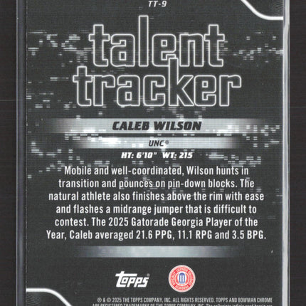 2025 Bowman Chrome Talent Tracker Caleb Wilson #TT-9 Fuchsia Refractor 169/199