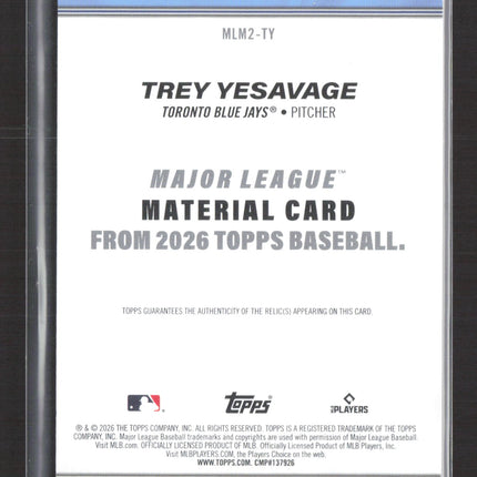 2026 Topps Baseball Trey Yesavage #MLM2-TY Player-Worn Jersey RC