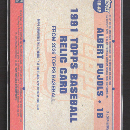 2026 Topps Baseball Albert Pujols #91R-AP Green 92/99 Game-Used Jersey
