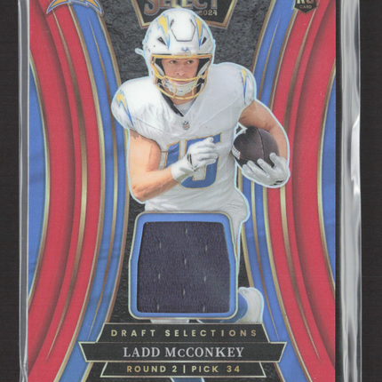 2025 Panini Select Draft Selections Ladd McConkey #DSM-LMY Prizm RC Jersey