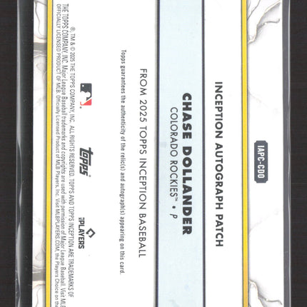 2025 Topps Inception Chase Dollander #IAPC-CDO Autograph 173/200 Patch Auto