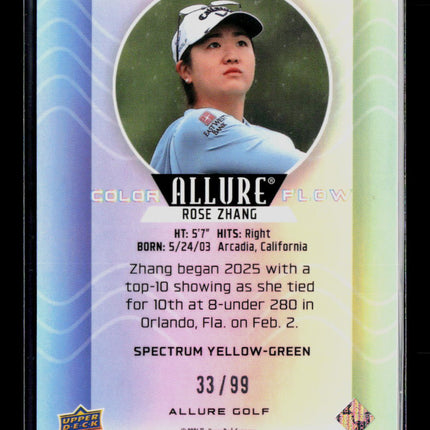 2026 Upper Deck Allure Color Flow Rose Zhang #CF-22 Spectrum Yellow-Green /99
