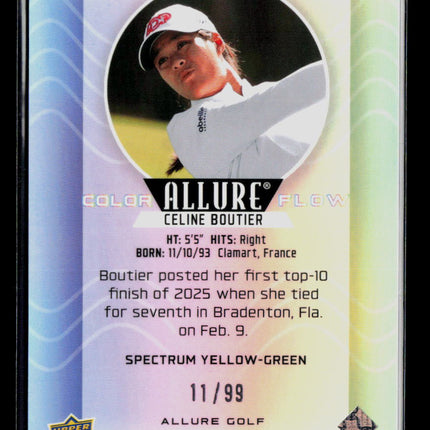 2026 Upper Deck Allure Golf Color Flow Celine Boutier Yellow-Green 11/99