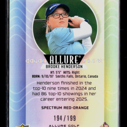 2026 Upper Deck Allure Color Flow Brooke Henderson #CF-4 Red-Orange /199