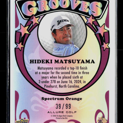 2026 Upper Deck Allure Grooves Hideki Matsuyama #GV-11 Spectrum Orange 39/99