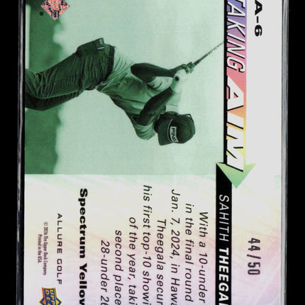 2026 Upper Deck Allure Golf Taking Aim Sahith Theegala #TA-6 Yellow 44/50