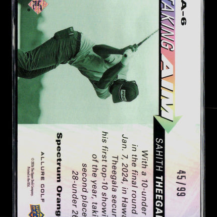 2026 Upper Deck Allure Taking Aim Sahith Theegala #TA-6 Spectrum Orange