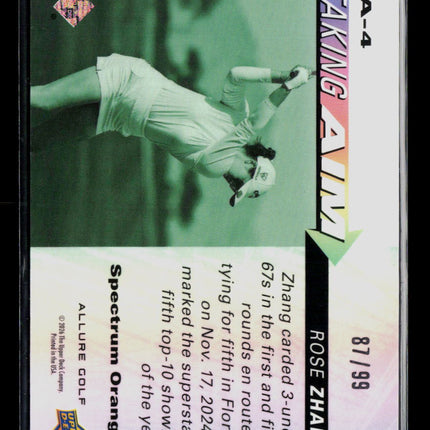 2026 Upper Deck Allure Golf Taking Aim Rose Zhang #TA-4 Spectrum Orange 87/99