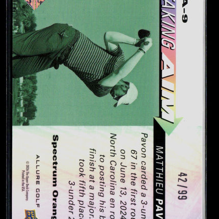 2024 Upper Deck Allure Golf Taking Aim Matthieu Pavon #TA-9 Spectrum Orange