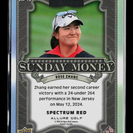 2026 Upper Deck Allure Sunday Money Rose Zhang #SM-15 Spectrum Red