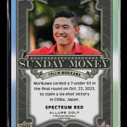 2026 Upper Deck Allure Golf Sunday Money Collin Morikawa #SM-13 Red /199