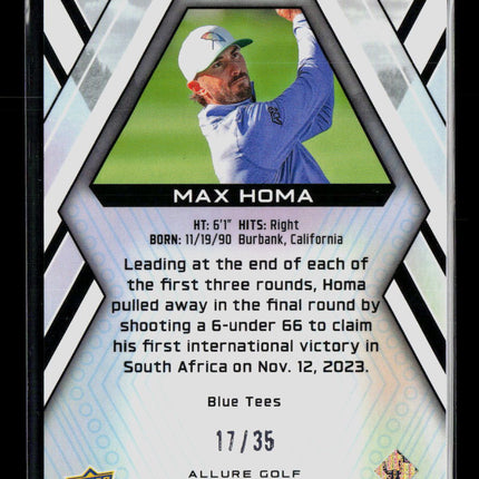 2026 Upper Deck Allure Golf Max Homa #15 Blue Tees /35