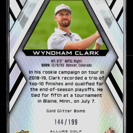 2026 Upper Deck Allure Golf Wyndham Clark #45 Gold Glitter Bomb 144/199 RC