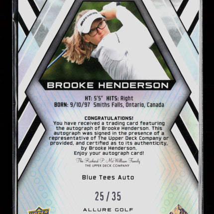 2026 Upper Deck Allure Golf Brooke Henderson #30 Blue Tees Auto /35