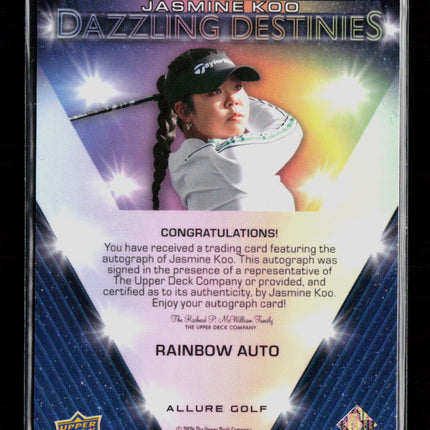 2024 Upper Deck Allure Golf Dazzling Destinies Jasmine Koo #DD-8 Rainbow Auto